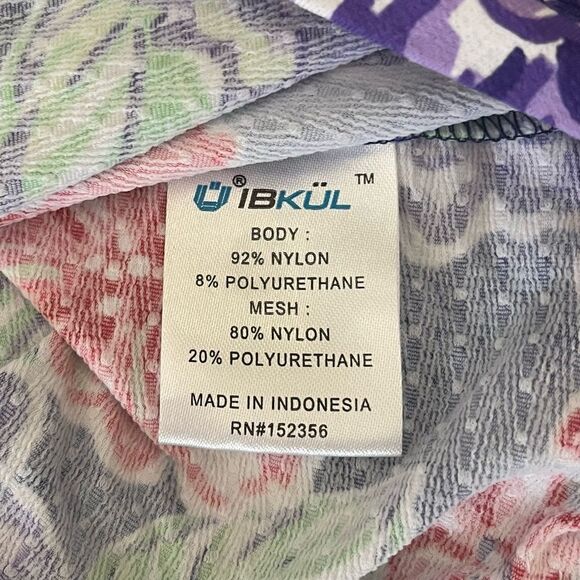 IBKUL Larisa Print Top Crew Neck Long Sleeve UPF 50+ Hydrangea Floral Mesh Small - Picture 8 of 10